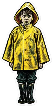Georgie con l’impermeabile giallo, disegno adesivo